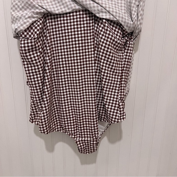 Brown and White Checkered  Gingham Swimsuit Dress Lands End - Picture 6 of 7